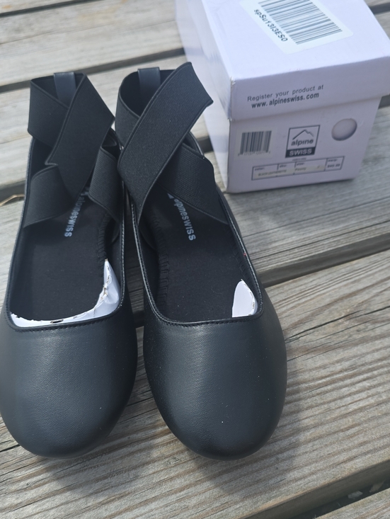 Alpine Swiss Shoes - Alpine Swiss Black Girls Elastic Cross-Strap Ballet Flats